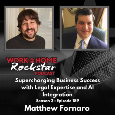 In this episode of the Work at Home Rockstar Podcast, Tim Melanson sits down with Matthew Fornaro, a legal expert who assists small and medium-sized businesses with their litigation and transactional needs. They discuss Matthew's journey in building his law practice, his initial mistakes in business investment, and the significant role of a well-equipped home office. Matthew also shares his approach to team building and the integration of AI into his practice to enhance productivity. Listeners will gain insights into the importance of proactive legal support, the benefits of AI in business, and tips for crafting a functional home office. Tune in to learn how legal foresight and technology can drive business success.