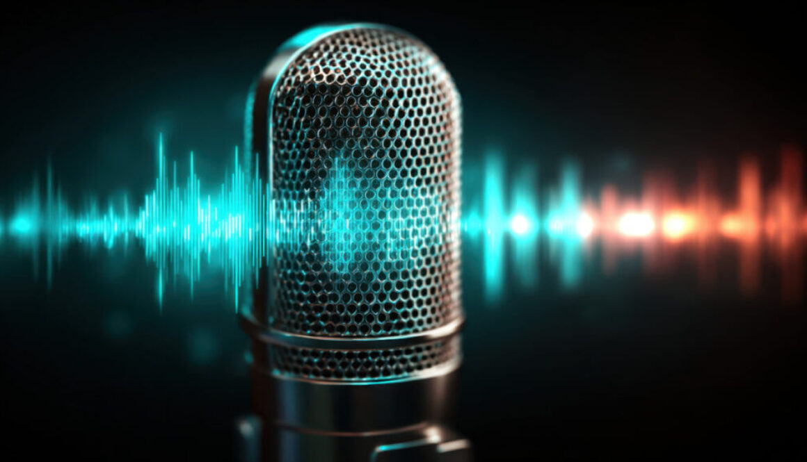 Close-up of a microphone with digital soundwave visualization representing Florida’s two-party consent law and the risks of recording conversations without permission.