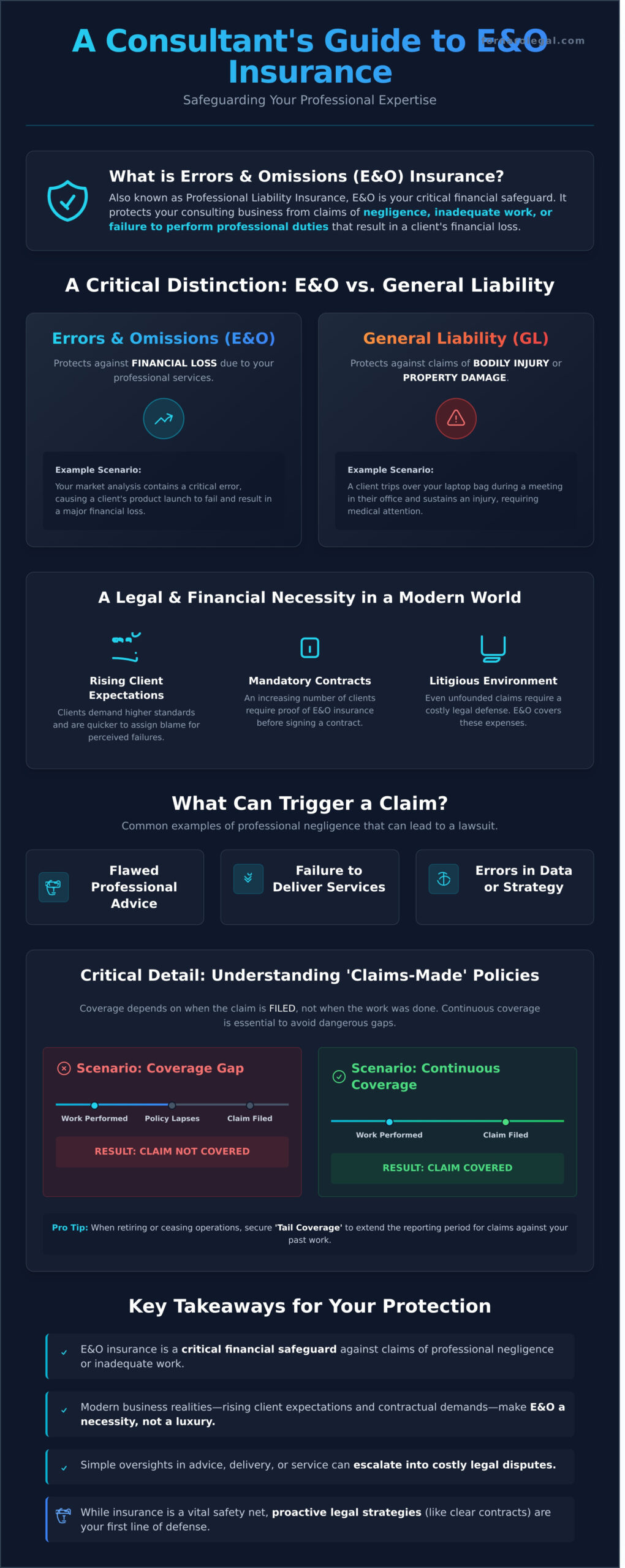 Consultant Errors and Omissions Insurance: A Legal Guide to Protecting Your Business - Infographic